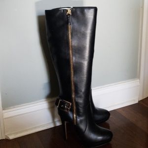 Aldo-tall black leather boots NWOT